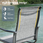VICLLAX 3 Pieces Patio Dining Set Includes 28" Square Small Outdoor Table and 2 Patio Swivel Chairs for Lawn Garden, Grey Wood Grain Tabletop and Grey Fabric
