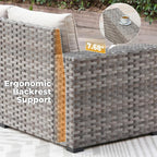 ovios 10 Pieces Patio Furniture Set, Outdoor Wicker Sectional Sofa with 42" Fire Pit Table Swivel Chairs, Modern Modular Deep Seat Rattan Couch Conversation Sets, Beige