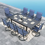 Sophia & William Outdoor Patio Dining Set 9 Pieces, 8 x Textilene Swivel Patio Chairs with Padded and 1 Extendable Dining Table for 6-8, Outdoor Table and Chair Set for Lawn Garden (Blue)