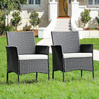 HAPPYGRILL 2 Pieces Patio Chairs Set Outdoor Rattan Wicker Single Armchair PE Furniture Sofa Set with Cushions