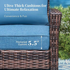 Patio Furniture Set with Swivel Chairs, High Back Wicker Rattan Sofa Chairs with 5.5" Thick Cushion and 2 Ottoman, Outdoor Conversation Set for Backyard Deck, Blue