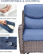 Pop 22x25/22x24 Outdoor Replacement Cushions - 1 Set High Back Deep Seat Patio Furniture Cushion for Wicker Dining Swivel Rocking Chairs Loveseat Couch Sectional Sofa - Navy Blue/Smile