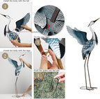 TERESA'S COLLECTIONS Garden Decor Blue Heron Metal Yard Art,38-42" Large Metal Cranes Sculptures & Statues Heron Decoy for Outdoor Indoor Decorations,Outside Patio,Pool, Lawn,Set of 2,Gift for Mom
