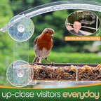 Window Bird Feeder with Strong Suction Cups - (Upgraded 2025 Model) Clear Acrylic Feeder Window for Cats Bird House Gift