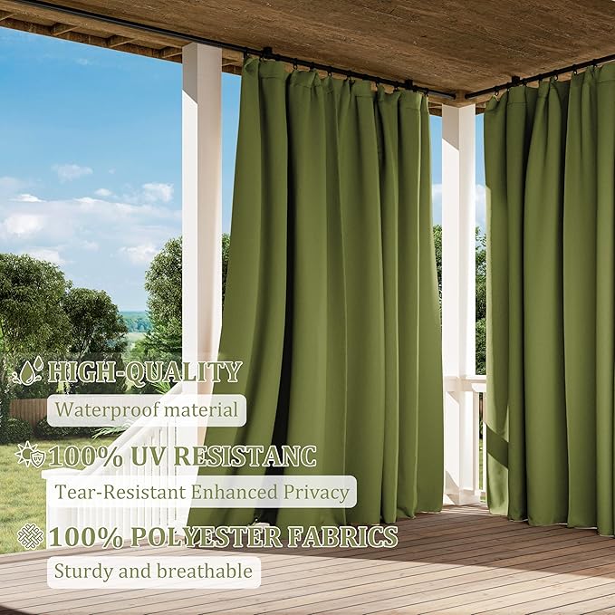 Gazebo Universal Replacement Privacy Curtain,12'×14' Gazebo Outdoor Waterproof Curtains, 4-Panels Sidewall Curtains with Double Zipper for Patio Canopy, Garden and Backyard (Curtain Only)