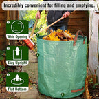 Gardzen 3-Pack 80 Gallon Yard Waste Bags, Reusable Heavy Duty Collapsible Garden Leaf Bags with Plastic Ring, Stand-Up Yard Waste Bin for Leaves, Lawn Debris & Grass Clippings