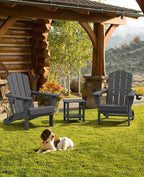 SERWALL Folding Adirondack Chair Set of 4, Adjustable Adirondack Chair with 3 Recline Positions, All Weather HDPE Outdoor Adirondack with Cup Holders, Gray