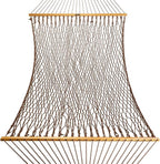 Original Pawleys Island Deluxe Antique Brown DuraCord Rope Hammock – 13 ft. x 60 in., 2-Person, 450 lb Capacity, Oak Spreader Bar, Zinc-Plated Hardware, Handcrafted in The USA