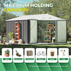 Devoko 8 x 10 FT Outdoor Storage Shed, Metal Garden Sheds & Outdoor Storage Clearance, Large Tool Shed Outdoor with Single Lockable Door for Patio Lawn Backyard (Gray)
