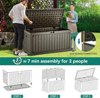 YITAHOME 90 Gallon Double-Wall Deck Box with Side Handles, Outdoor Large Storage for Patio Furniture Cushions, Garden Pool Accessories, Water Resistant & Lockable