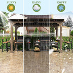 6 x 13 FT Wooden Grill Gazebo with Sloping Metal Roof, BBQ Canopy with Stakes for Outdoor Patio, Garden, Lawn, Light Mocha Brown