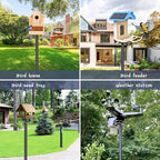 Gtongoko Smart Bird Feeder Pole 79 Inch Bluebird House Pole for Outdoors Weather Station Heavy Duty Metal Mounting Kit Adjustable Bird Feeder Stand Black