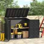 KAMABOKO Outdoor Storage Cabinet 36 Cu.Ft Outdoor Trash Can Storage Shed Waterproof Horizontal Storage Shed Outdoor Storage for Backyard, Patio, Poolside (Black)