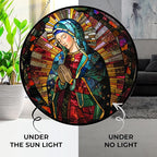 Customized Virgen De Guadalupe Stained Glass Suncatcher Window Hanging, Gothic Christmas Ornaments for Fiction Lovers, Dinosaur Room Decor for Nursery New Home Gifts