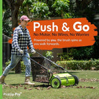 Pickup Pro Garden Sweeper - Manual Leaf & Grass Push Lawn Sweeper (Pickup Pro Max)