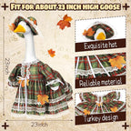 Suzile Fall Porch Goose Outfit Autumn Clothes for 23" High Cement or Plastic Goose Costume Plaid Dresses for Yard Lawn Outdoor Garden Patio Statue Thanksgiving Day Xmas Holiday Decor