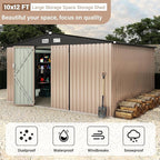 10x12 FT Metal Storage Sheds Outdoor, Metal Yard Sheds Garden Shed Kit, Tool Shed with Lockable Door, Utility Sheds Buildings with Air Vent for Backyard Garden Patio Lawn