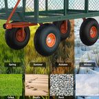 Versatile Garden Cart for Lawn and Yard with Heavy Duty Steel, 900 Lbs Capacity Mesh Steel Garden Cart Folding Utility Wagon with Removable Side Panels, Long Handle, 10" Tires - Green and Orange