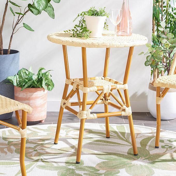 SAFAVIEH Outdoor Collection California Natural Bistro Table (Fully Assembled)