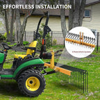 YITAMOTOR 60" Tow Behind Landscape Rake, 3 Point Quick Hitch Lawn Dethatcher Rakes with 26 Steel Tines for Category 1 Tractors, Heavy Duty Powder Coated Finish Tools for Leaves, Pine Needles, Straw