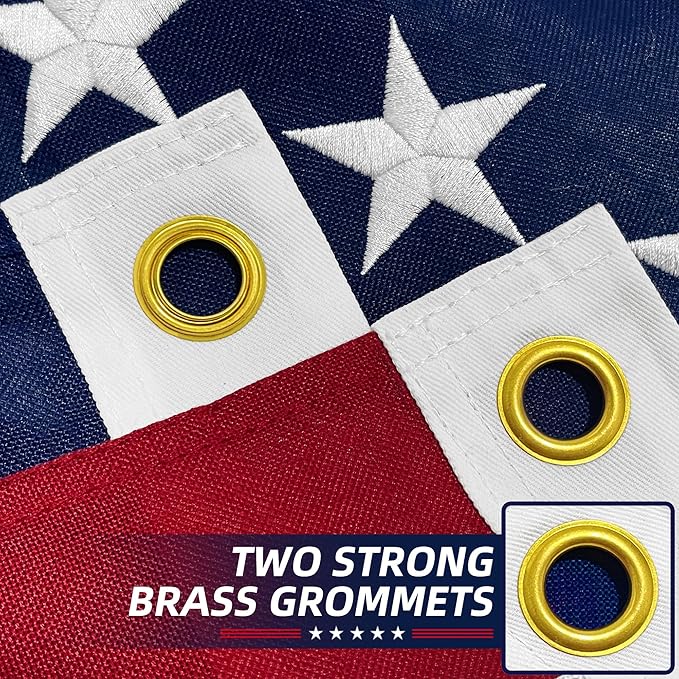 Premium American Flag 2x3 Ft TearProof Series for Outside, Heavy Duty Outdoor，Longest Lasting, Super Tough Fade Resistant Spun Polyester, High Wind US Outdoor Flags Embroidered Stars, Sewn Stripes, Brass Grommets