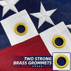 Premium American Flag 3x5 Ft 2 Pack TearProof Series for Outside, Heavy Duty Outdoor，Longest Lasting, Super Tough Fade Resistant Spun Polyester, High Wind US Outdoor Flags Embroidered Stars, Sewn Stripes, Brass Grommets
