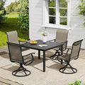 VICLLAX 5 Pieces Outdoor Dining Set, Patio Furniture Set of 4 Patio Swivel Dining Chairs and Square Patio Table, Mixed Brown Chairs & Black Tabletop