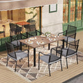 HERA'S HOUSE 7 Pieces Patio Dining Sets, Outdoor Table and Chairs Set, 6 x Dining Chairs with Rectangular Metal Table for Backyard Garden Lawn Restaurant