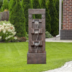 40.9" H 4-Tier Indoor/Outdoor Modern Water Fountain with Led Lights and Pump, Outdoor Freestanding Cascading Waterfall - Suitable for Garden, Patio, Porch, Yard and Outdoor Decor (Brown)