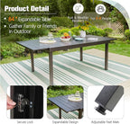 Sophia & William Black Expandable Patio Dining Tables Metal Outdoor Table for 6-8 Person Lawn Garden Bistro Rectangular Table