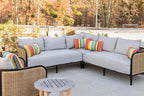 RSH DECOR: Square Throw Pillows Set of 2 | 24” x 24” | All-Weather Spun Fabric | Water and Fade-Resistant | Outdoor Accent Pillows for Patio Furniture | Beachcrest Caviar