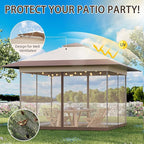 Bezseller 13x13 Pop Up Gazebo Tent with Mosquito Netting – Quick Set Up, Water-Resistant Outdoor Canopy for Patio, Garden, Backyard, and More,Khaki