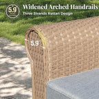 Patio Furniture Set 6 pcs, Wicker Outdoor Patio Furniture, 3-Seat Sofa, 4 Single Chairs and Coffee Table, Rattan Patio Conversation Set for Backyard Deck, Grey