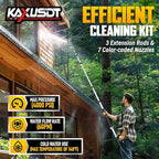 24FT Pressure Washer Telescoping Extension Wand, 𝟐𝟎𝟐𝟓 𝐔𝐩𝐠𝐫𝐚𝐝𝐞𝐝 High Power Accessories with Brush Head & 3 Wand, 7 Spray Nozzle Tips, 4000PSI Gutter Cleaning Tools for Wall Window Soffit