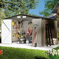 8' x10' Outdoor Metal Storage Shed, Outdoor Metal Shed, All-Weather Resistant Steel Garden Shed with Double Lockable Door, Waterproof Garden Tool Storage Shed for Patio, Backyard, Lawn
