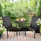 Tangkula 4 Piece Patio Dining Chairs, Outdoor Bistro Chairs W/Curved Armrests, Easy-to-Dry Fabric, Reinforced Steel Frame, Wide & Comfortable Camping Chairs for Garden, Poolside, Backyard (2, Black)