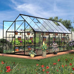 HOOYEAH 6 x 14 FT Greenhouses for Outdoors, Heavy Duty Polycarbonate Greenhouse, Lockable Greenhouse Kit with Upgraded Aluminum Frame and Adjustable Roof Vent, Winter Hot Green House for Outside
