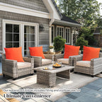 WOLKI Waterproof Outdoor Pillows 22x22 Feather and Down Filled Throw Pillow for Patio Furniture, Outside Decorative Pillow Set of 2 Orange
