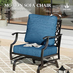 HERA'S HOUSE Outdoor Chairs Set of 2, 2 x Patio Chair with Pacific Blue Cushions, All Weather Outdoor Furniture for Lawn Garden Backyard Deck(Rocking Chairs)