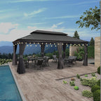 PURPLE LEAF 12' X 20' Large Gazebo Aluminum Galvanized Steel Double Roof for Patio Lawn and Garden Outdoor Gazebo Grey
