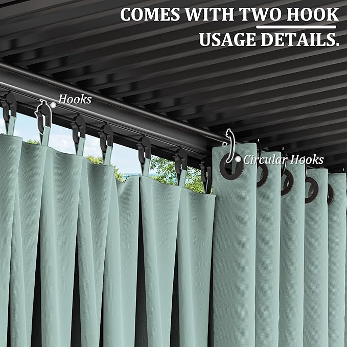 Gazebo Universal Replacement Privacy Curtain,12'×14' Gazebo Outdoor Waterproof Curtains, 4-Panels Sidewall Curtains with Double Zipper for Patio Canopy, Garden and Backyard (Curtain Only)