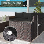 Outdoor Patio Furniture Set, 12 Pieces Outdoor Furniture All Weather Patio Sectional Sofa PE Wicker Modular Conversation Sets with Coffee Table,10 Chairs & Seat Clips(Black)