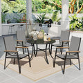 Sophia & William Patio Sets 5 Pieces, Lightweight Aluminum Dining Chairs with 42" Round Metal Dining Table, Stackable and Easy to Move for Lawn Garden Yard Porch (Grey)