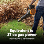 WORX Nitro WG581.1 40V Cordless Leaf Blower, Quiet Electric Blower for Lawn Care with 530CFM & 180MPH, 2 Batteries & Charger Included