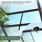 Jocisland 6x20Ft Polycarbonate Greenhouses for Outdoors, 2 Top-Opening Windows, Swing Doors, Aluminum Walk-in Heavy Duty for Outdoor Use, Backyard Garden, Black