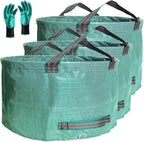 Standard 3-Pack 46 Gallon Yard Garden Bags (D26, H19 inch) with Garden Gloves, Leaf Bags,Yard Waste Bags,Recycling Bag,Camping Waste Bin,Laundry Bag,Lawn Debris,Grass Clippings,Weeds Barrel 4 Handles