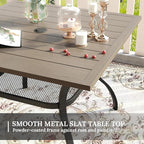 VICLLAX 5 Pieces Patio Dining Set, 4 Seats Outdoor Furniture Includes 37.8" Square Outdoor Table and 4 Swivel Patio Chairs, Grey Wood Grain Tabletop and Grey Fabric