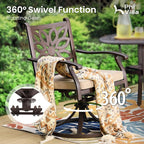 PHI VILLA Cast Aluminum Patio Dining Set for 6 Person, 7 Piece Outdoor Patio Set with 54" Dia Cast-Top Aluminum Table(2.1" Umbrella Hole) and 6 Swivel Rockers Dining Chairs with Seat Cushions
