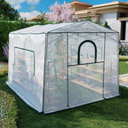 11'x 8.5'x 7.4' Walk-in Greenhouse for Outside & Indoor with 2 Roll-up Zipper Doors, 4 Ventilated Mesh Windows, Patio Plant Gardening Greenhouse for Backyard