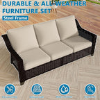 Vista Vibe 78" Patio Wicker 3-seat Sofa, Deep Seat & Upholstered Loveseat, Outdoor All-Weather Rattan Couch with Removable Cushions, Steel Frame Couch for Garden, Poolside (Brown/Beige)